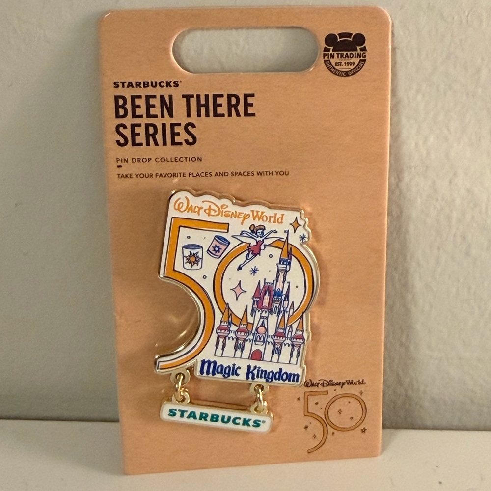 Disney World 50th x Starbucks Been There - Magic Kingdom collector dangle pin
